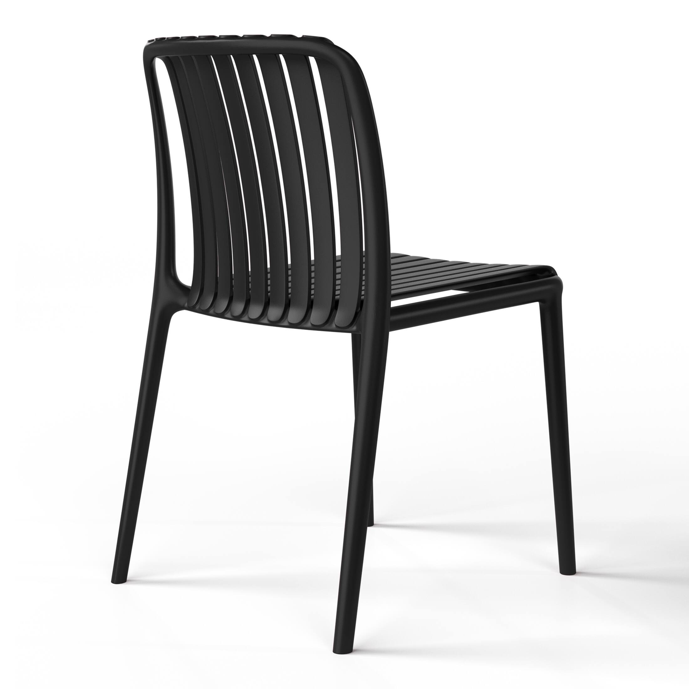 Alt View 2. WestinTrends - WestinTrends Playa 5-Piece Outdoor Metal Dining Table Set And Stackable Resin Patio Chairs - Black.