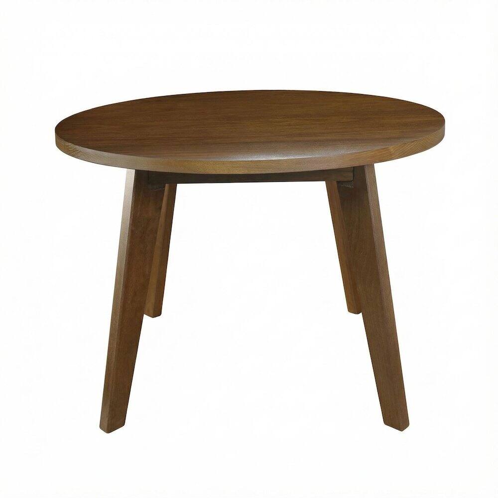 Angle. FurniFact - Walnut Round Coffee Table with Solid American Gum Top and Durable Base - Walnut.
