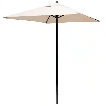 Front. Gymax - Gymax 5ft Patio Square Market Table Umbrella Shelter 4 Sturdy Ribs - Beige.