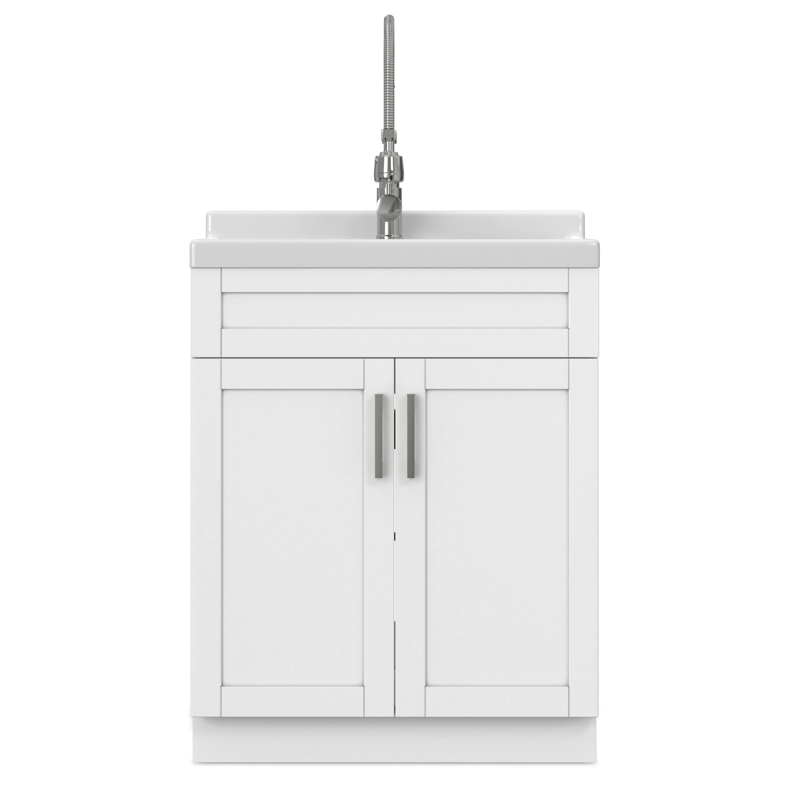 Left. Simpli Home - Hennessy Deluxe All-In-One 28-inch Laundry Cabinet with Faucet and ABS Sink - Pure White.