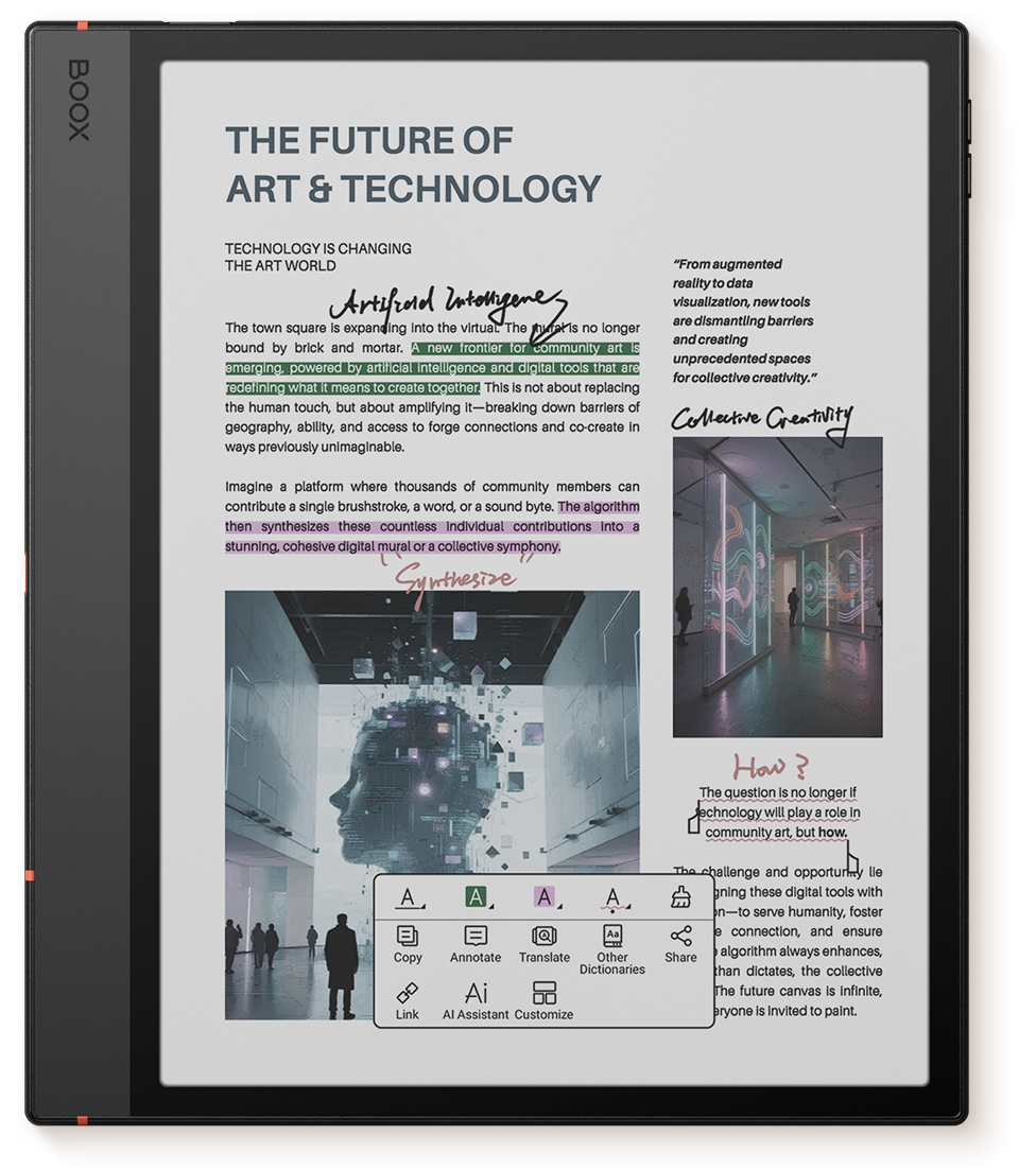 **THE FUTURE OF ART & TECHNOLOGY**

**TECHNOLOGY IS CHANGING THE ART WORLD**

The town square is expanding into the virtual world. The boundaries are no longer bound by brick and mortar. A new frontier for community art is emerging, powered by artificial intelligence and digital tools that are redefining what it means to create together. This is not about replacing the human touch, but about amplifying it—breaking down barriers of geography, ability, and access to forge connections and co-create in ways previously unimaginable.

Imagine a platform where thousands of community members can contribute a single brushstroke, word, or sound byte. The algorithm then synthesizes these countless individual contributions into a stunning, cohesive digital mural or collective symphony.

**Synthesize**

**Collective Creativity**

**How?**

The question is no longer if technology will play a role in community art, but how. The challenge and opportunity lie in harnessing these digital tools to serve humanity, foster connection, and ensure the algorithm always enhances, rather than dictates, the collective. The future canvas is infinite, and everyone is invited to paint.

---

**From augmented reality to data visualization, new tools are dismantling barriers and creating unprecedented spaces for collective creativity.**

---

**Copy**