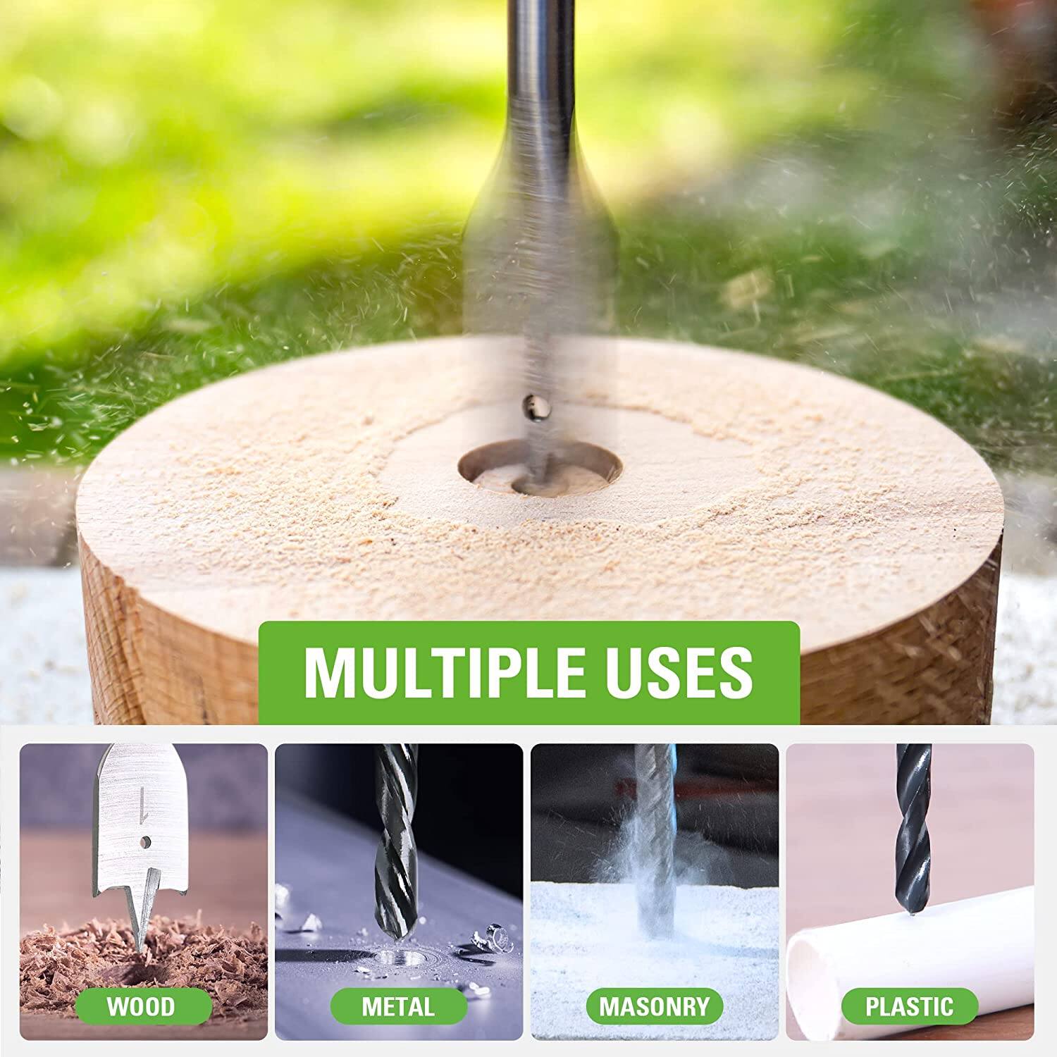 MULTIPLE USES

WOOD
METAL
MASONRY
PLASTIC