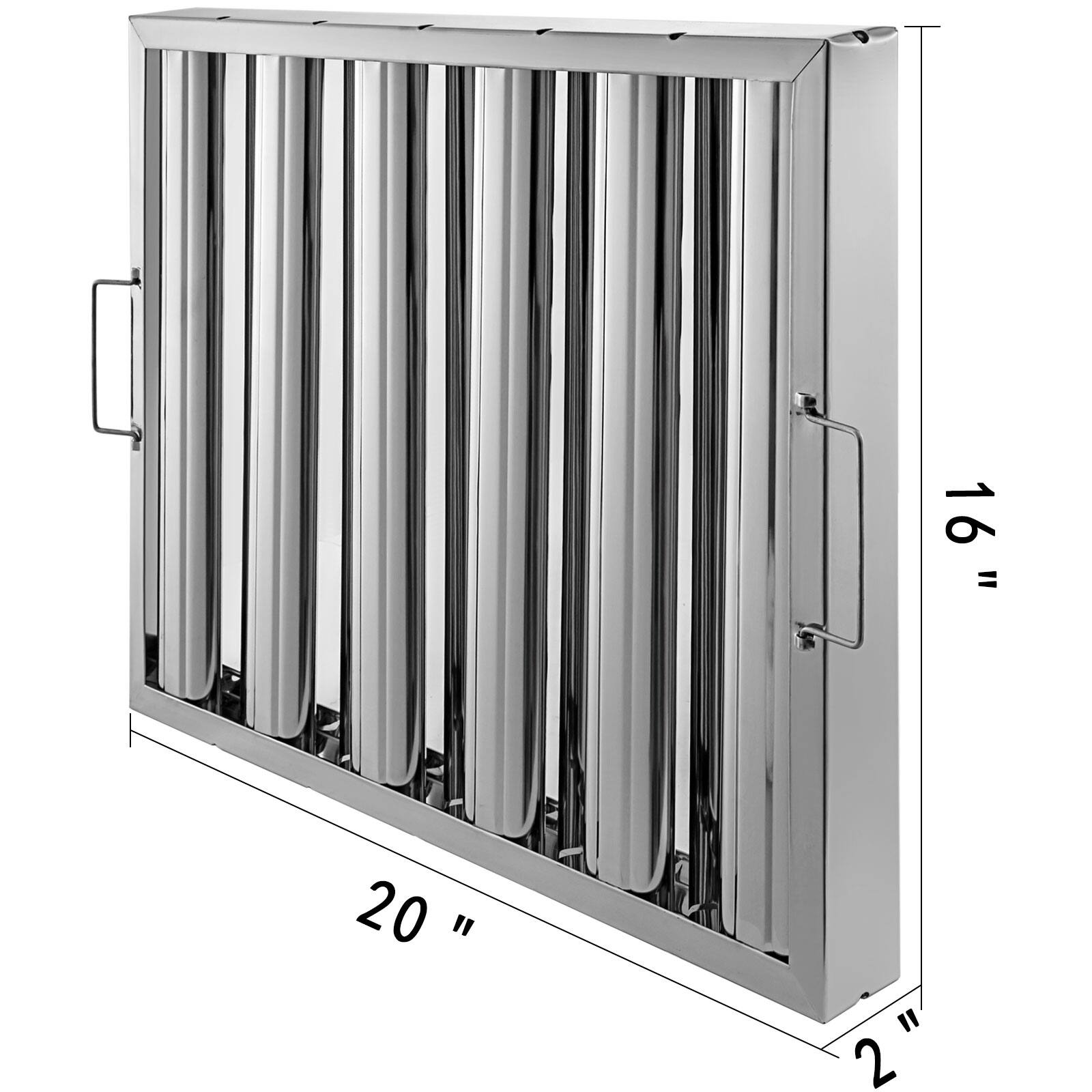 Alt View 4. VEVOR - Pack of 6 Hood Filters 19.5W x 15.5H Inch, 430 Stainless Steel 5 Grooves Commercial Hood Filters, Range Hood Filter - Silver.