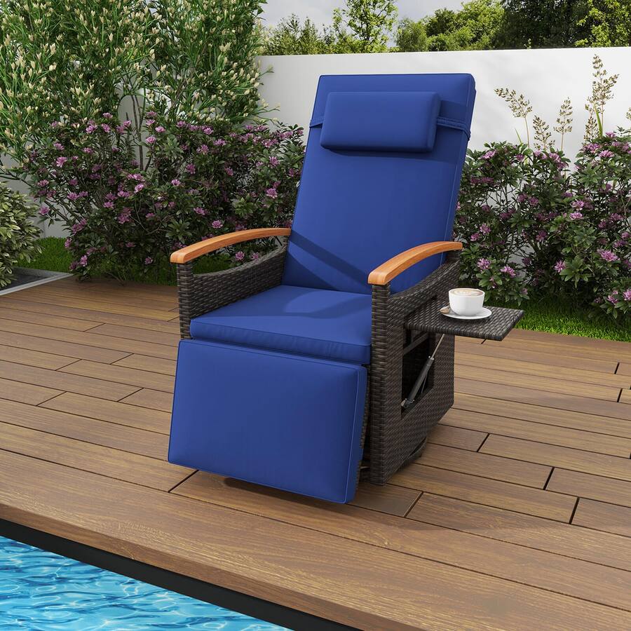 Costway Outdoor 360° Swivel Rattan Recliner Chair Patio Wicker