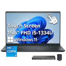 Dell - Upgraded - 15.6" 2K Touch Laptop,Intel i5 1334U,16GB RAM,512GB SSD+160GB Dock Set,Intel UHD GPU,Numeric Pad,Win 11 - Black