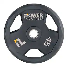 Power Systems - Urethane Weight Plate - 45 lb - Olympic Weight Plate with Durable Beveled Edges - Black