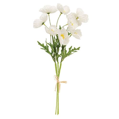 Front. BreeBe - White Garden Poppies Bundle 16" - White, Green.