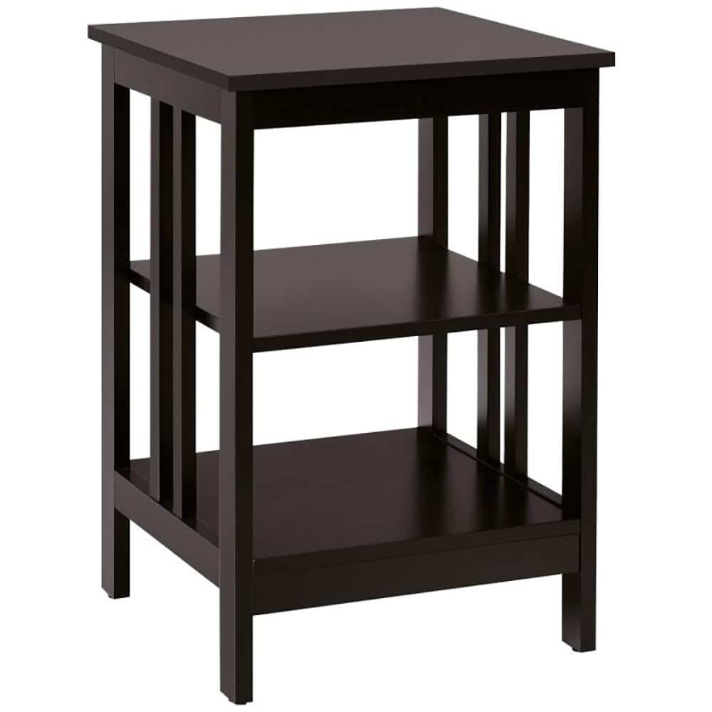 Kadyn - Nightstand,Coffee Side Table,3-Tier Nightstand Sofa Side Table with Baffles and Round Corners-Dark - Brown