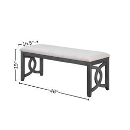 FurniFact - Upholstered End of Bed Bench – Solid Wood Bedroom or Dining Bench - Gray