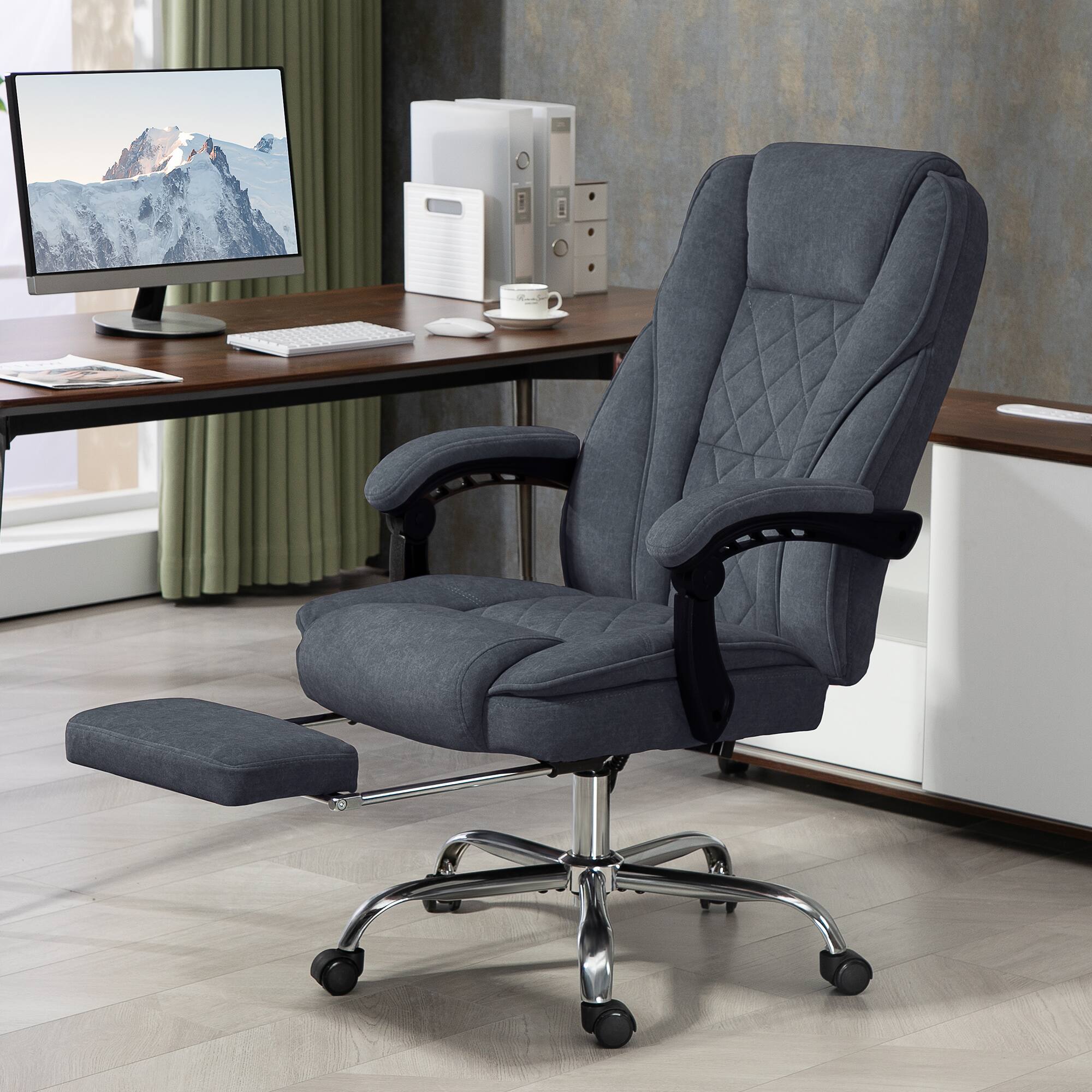 Alt View 1. Vinsetto - Massage Office Chair with Foot Rest, Executive Computer Desk Chair with 6 Vibration Point and Heat - Charcoal Gray.