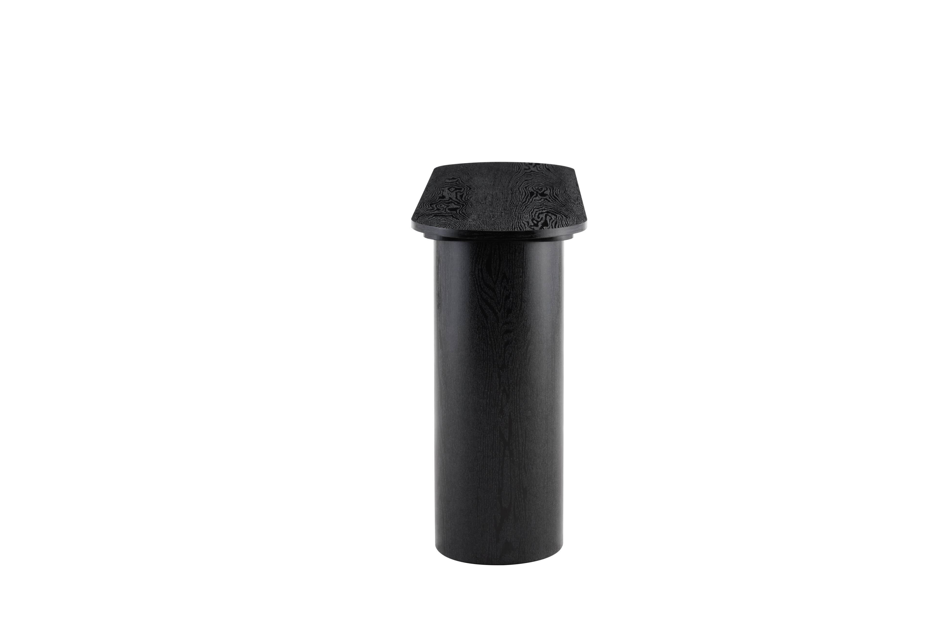 Alt View 8. Loheer - Loheer- 4.6ft Black Curved Foyer Table Minimalist Wood Grain Sofa Side Console Table for Small Entryway Spaces - Black.