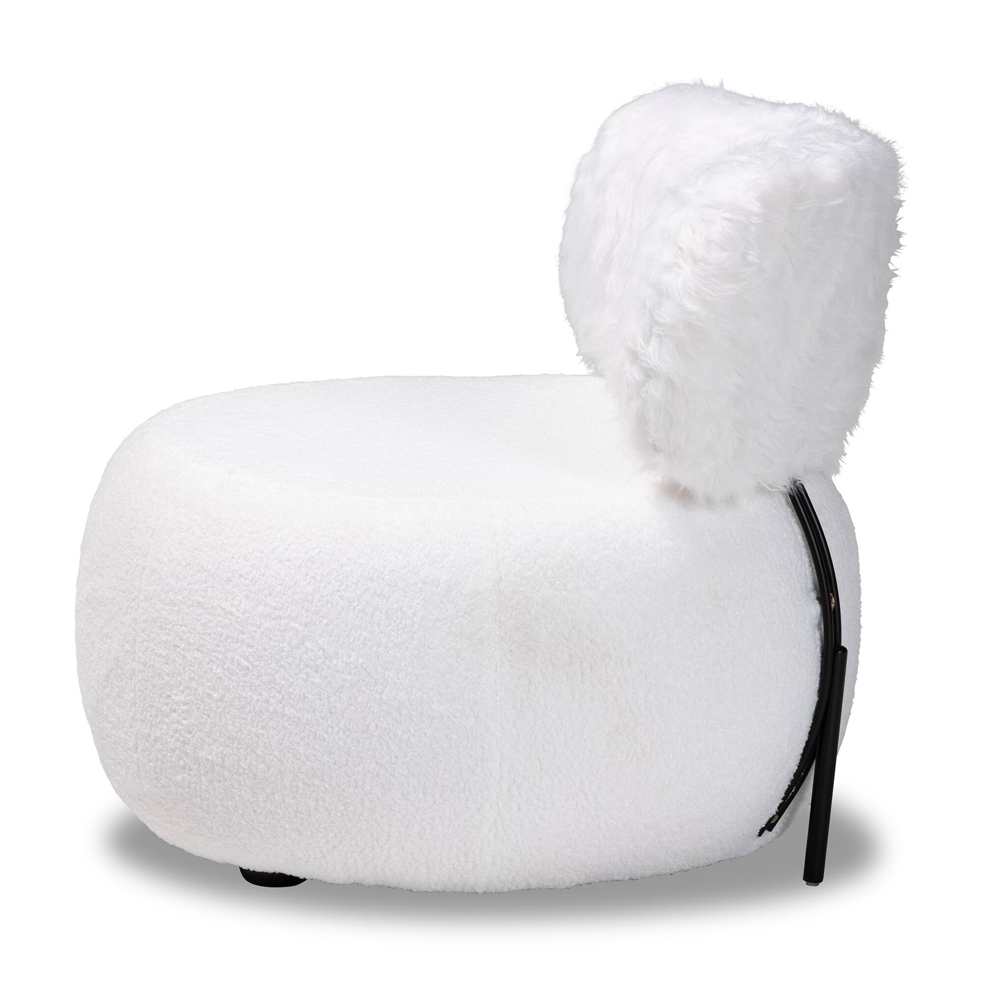 Left. Baxton Studio - Tayla Modern and Contemporary Fabric Upholstered and Metal Accent Chair - White/Black.