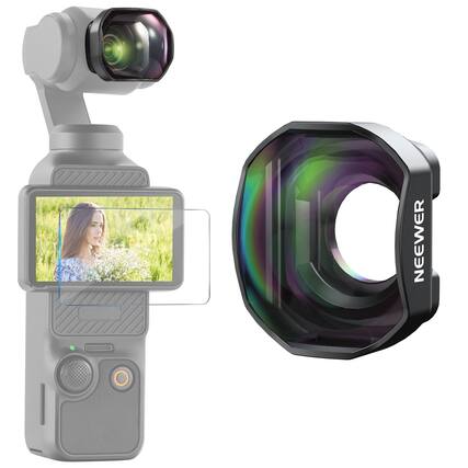 Front. Neewer - 2X Teleconverter for DJI Pocket 3/4/Xtra Muse, Magnetic, 4-Element HD Glass, LS-84 - Black.
