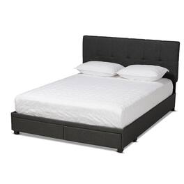 Baxton Studio - Netti Fabric Upholstered 2-Drawer Queen Size Platform Storage Bed - Dark Grey/Black