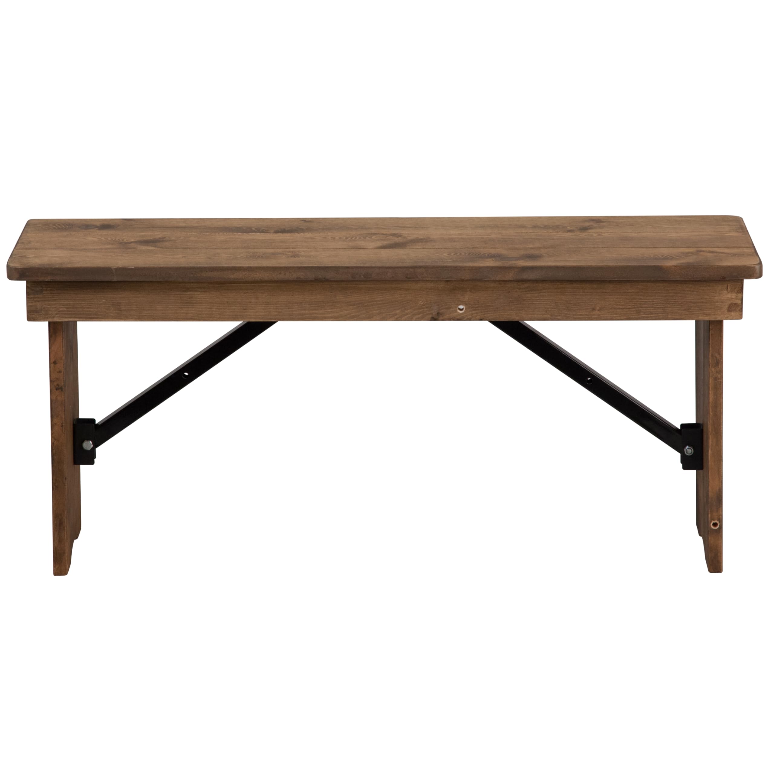 Alt View 5. JETRANSPORT - Hercules Series 40" X 12" Commercial Grade Rustic Solid Pine Folding Bench Antique Farmhouse Dining Seats Up - Mahogany.