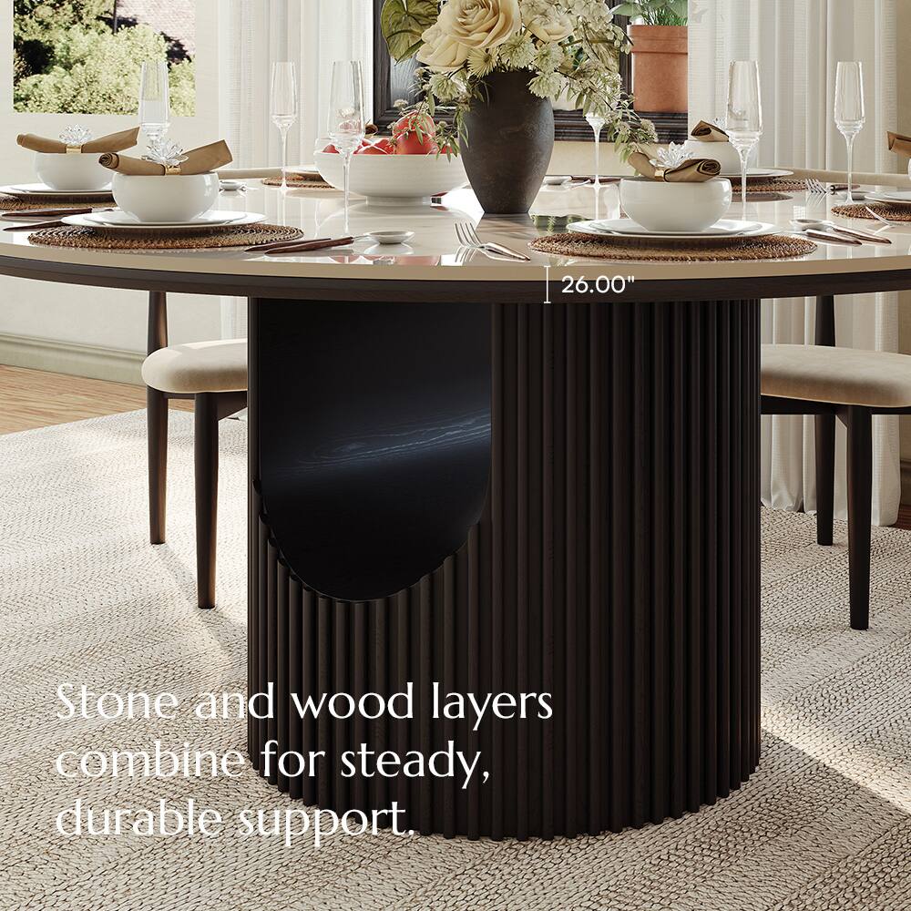 26.00" Stone and wood layers combine for steady, durable support.