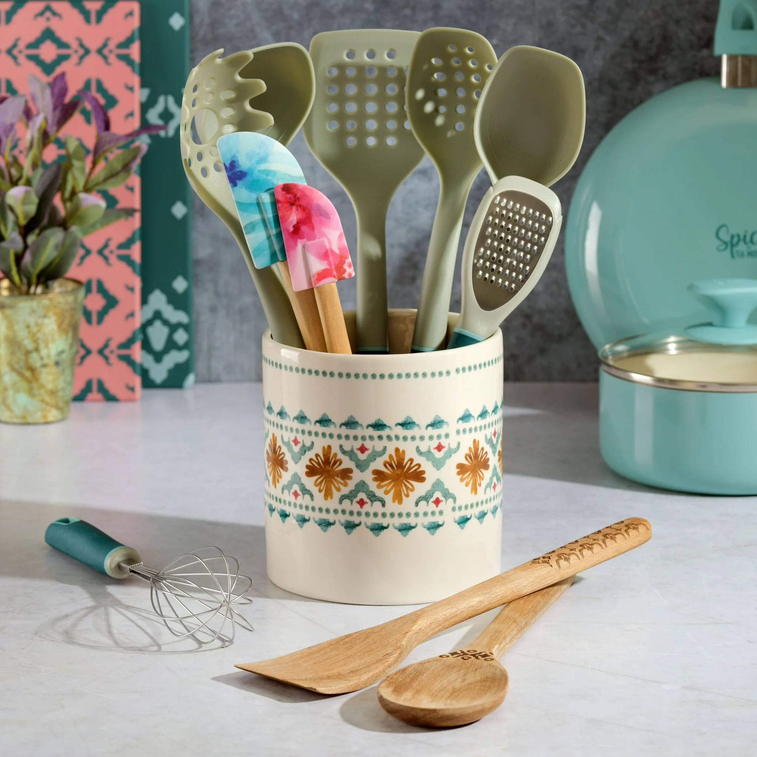Alt View 5. Spice By Tia Mowry - Spice By Tia Mowry 12 Piece Ceramic Crock and Kitchen Tool Set.