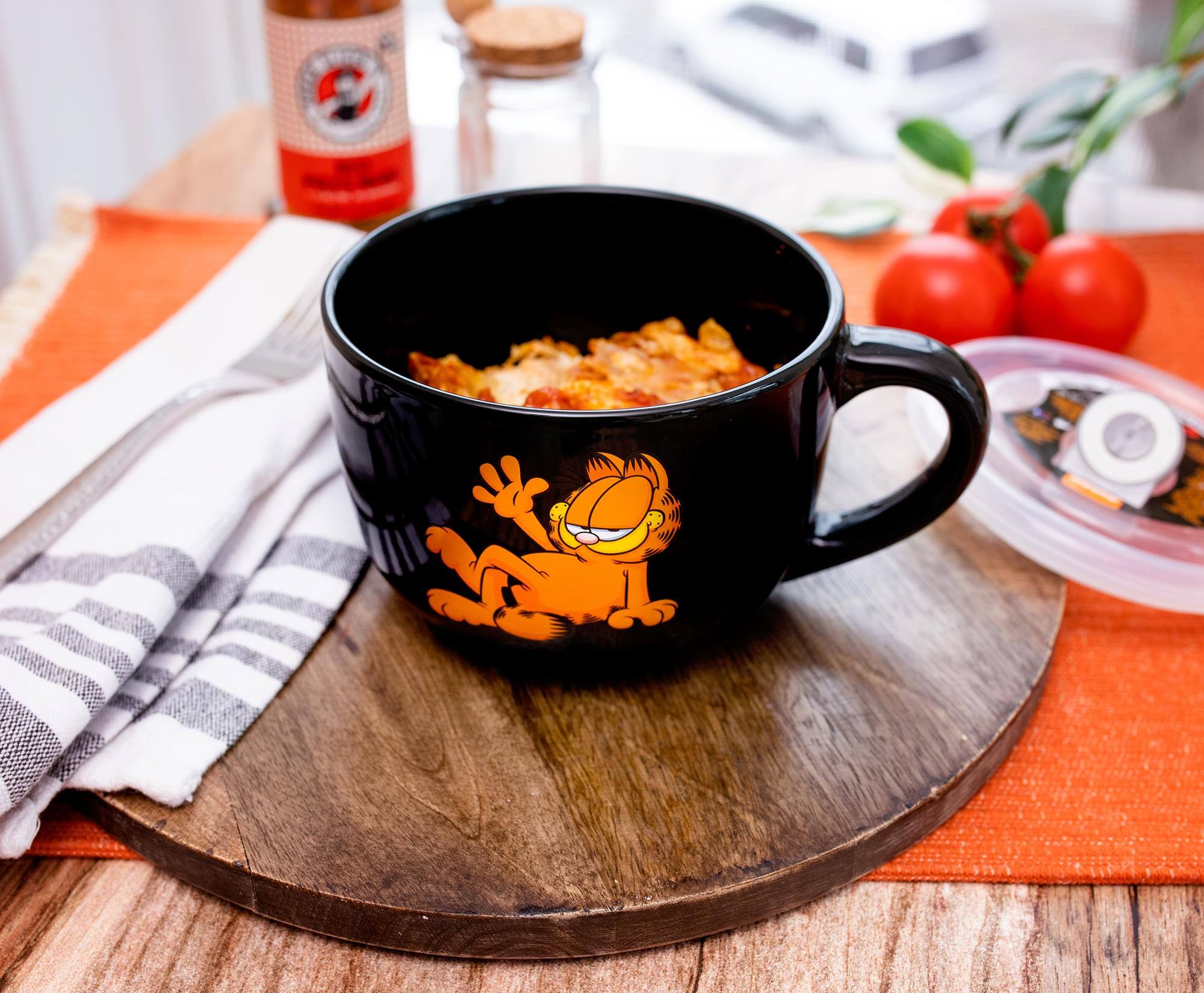 Alt View 5. Silver Buffalo - Garfield Ceramic Soup Mug With Vented Lid | Holds 24 Ounces - Black.