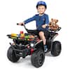 Front. Gymax - Gymax Electric ATV for Kids 24V Ride on Toy w/Dual Motors & Basket Dirt Quad Vehicle - Black.