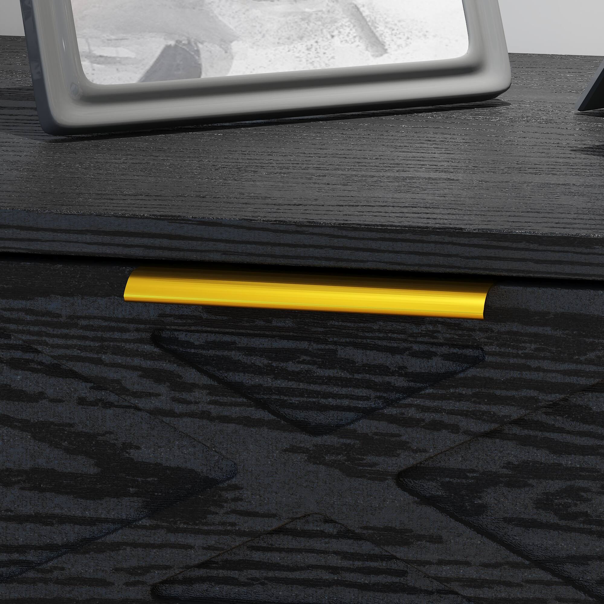 Alt View 4. FUFU & GAGA - 3-Drawer Multi-Functional Dresser Storage Cabinet with Silent Tracks for Bedroom, Living Room - Black.