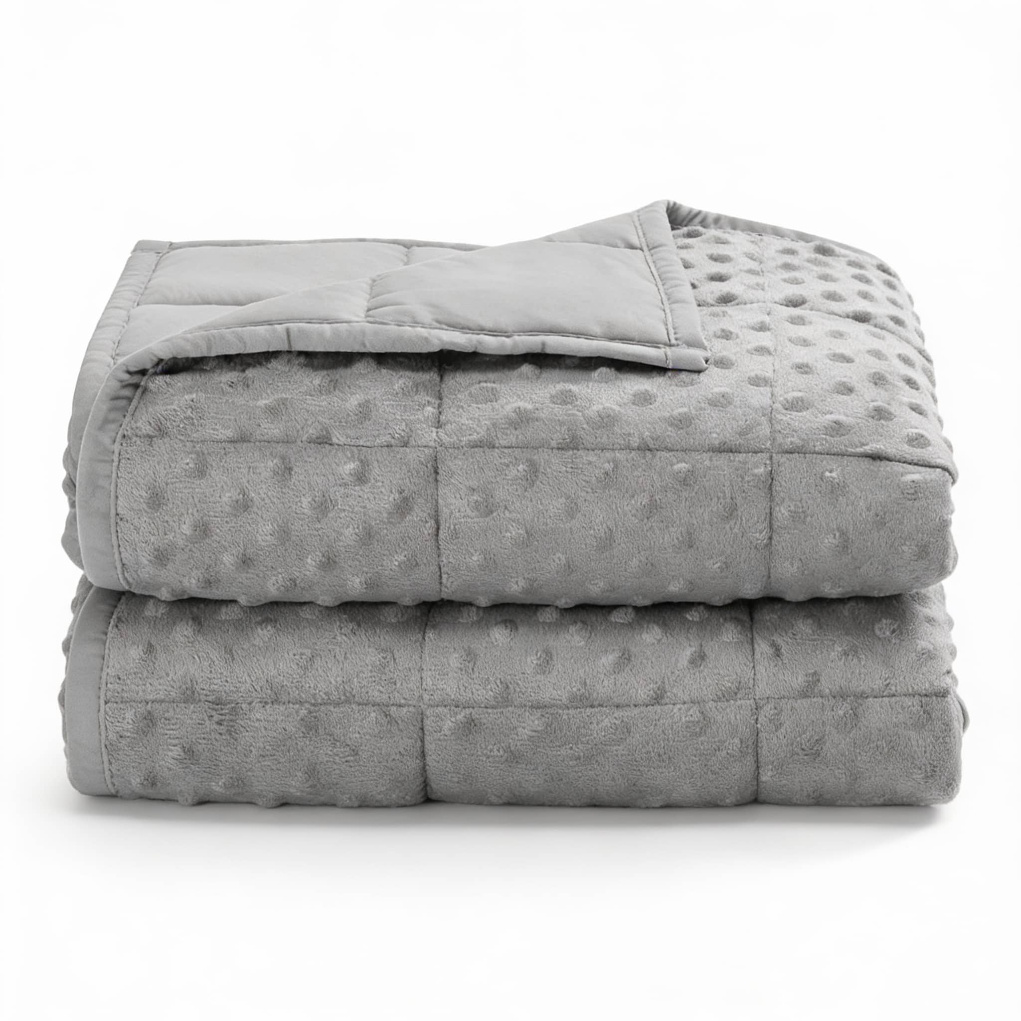 Frangdom - 15lb Minky Dot Weighted Blanket 60x80 All-Season Washable - Grey 60"x80"-15 lbs