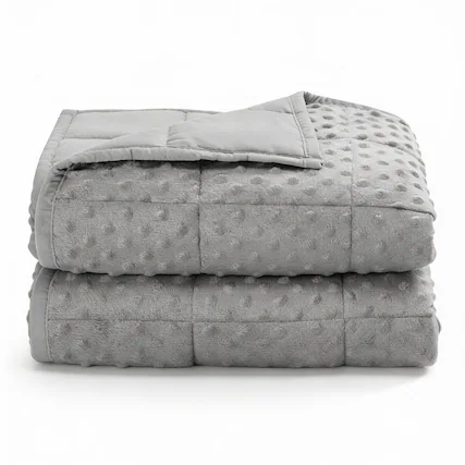 Front. Frangdom - 15lb Minky Dot Weighted Blanket 60x80 All-Season Washable - Grey 60"x80"-15 lbs.