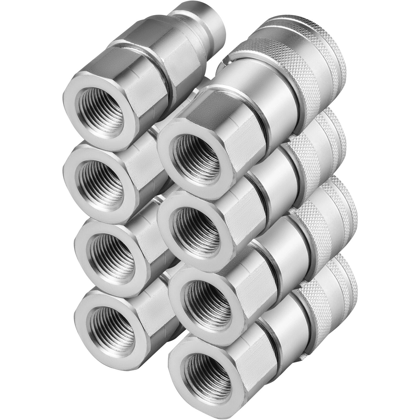 Alt View 5. VEVOR - Hydraulic Coupler 1/2 Body with 1/2" NPT Thread 27.6 MPa Hydraulic Quick Connect Hydraulic Coupling Quick Connect - Silver;Red.