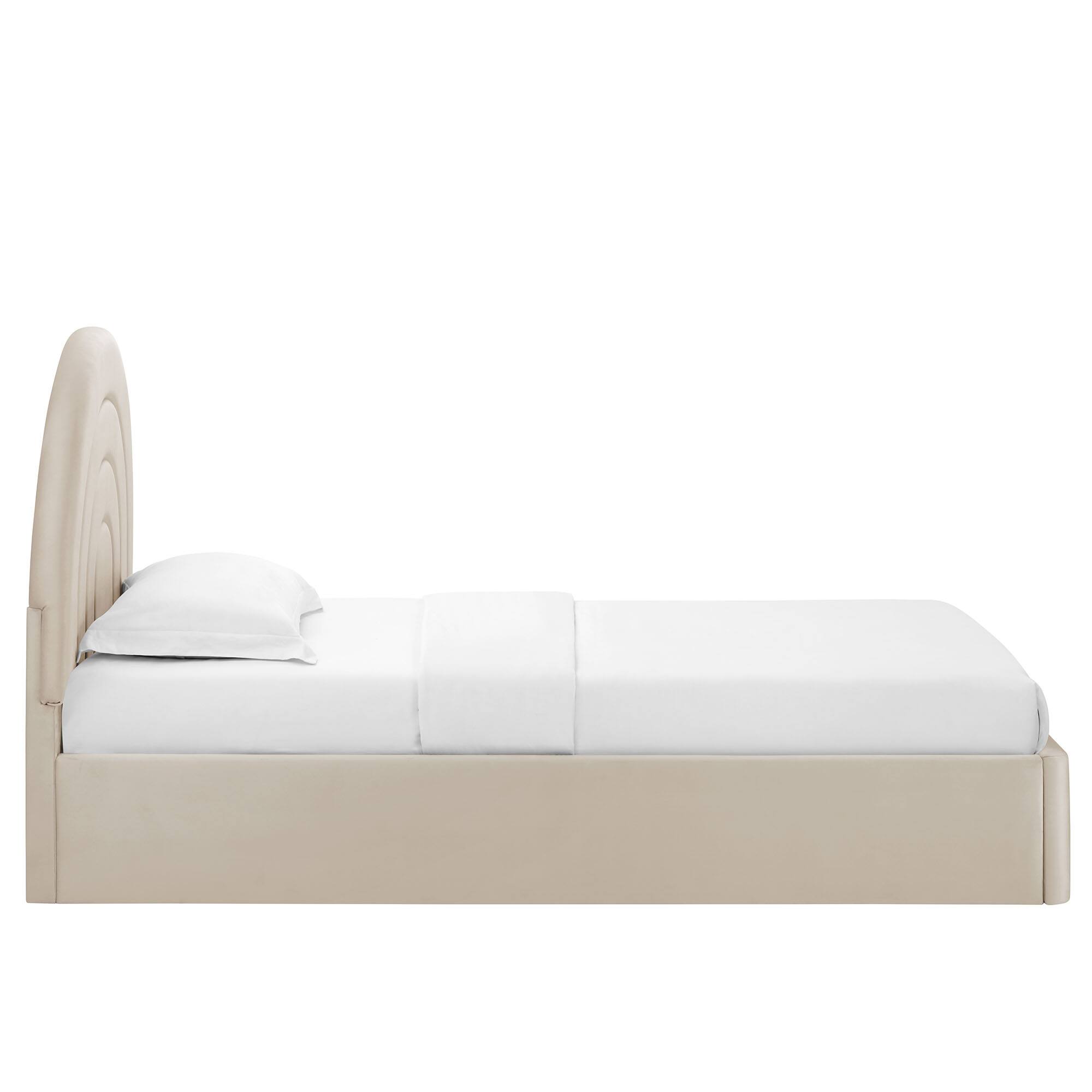 Alt View 2. Modway - Rael Performance Velvet Queen Platform Bed - Oatmeal.