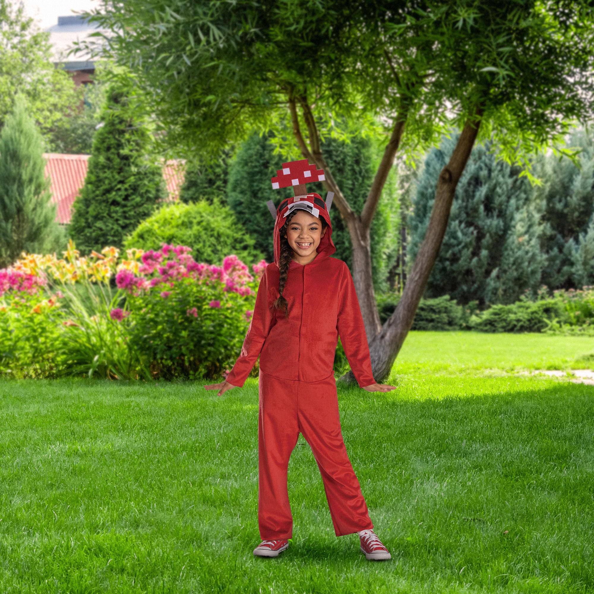 Alt View 3. Disguise - Minecraft Mooshroom Hooded Child Costume Jumpsuit | Medium 7-8 - Multi-Colored.