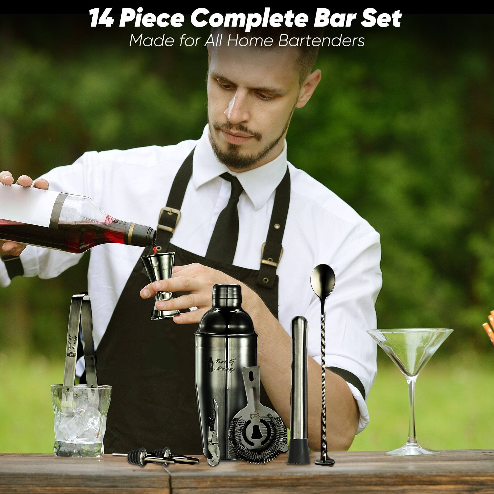 14 Piece Complete Bar Set  
Made for All Home Bartenders