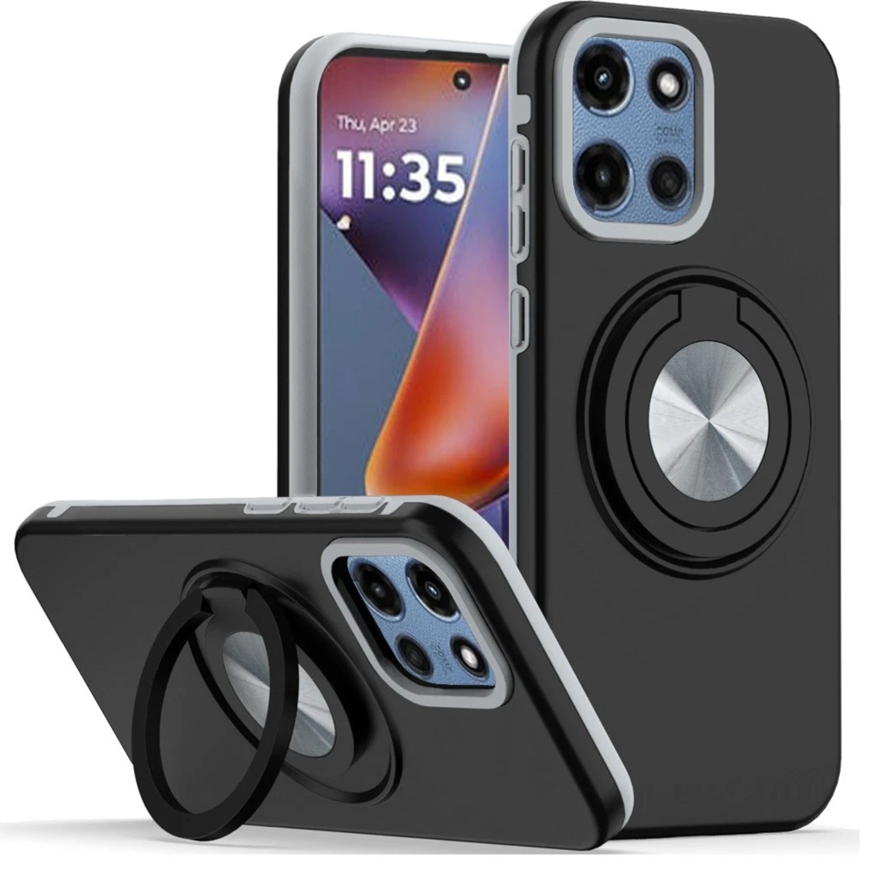 Kitcheniva - Protective 360 Ring Grip Case With Tempered Glass For Moto G 2025/2026/G Play 2026 - Black price history on PriceWatchPro