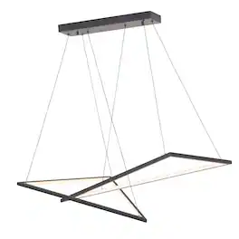 Umeiluce - 47 Inch Modern Geometric Chandelier Linear Kitchen Island Lighting Led Dimmable - Matte Black