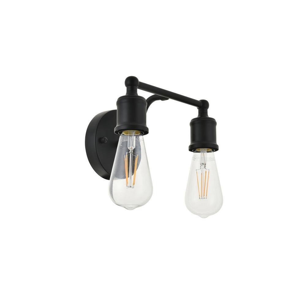 Alt View 6. Living District - Serif 2 light black Wall Sconce - Black.