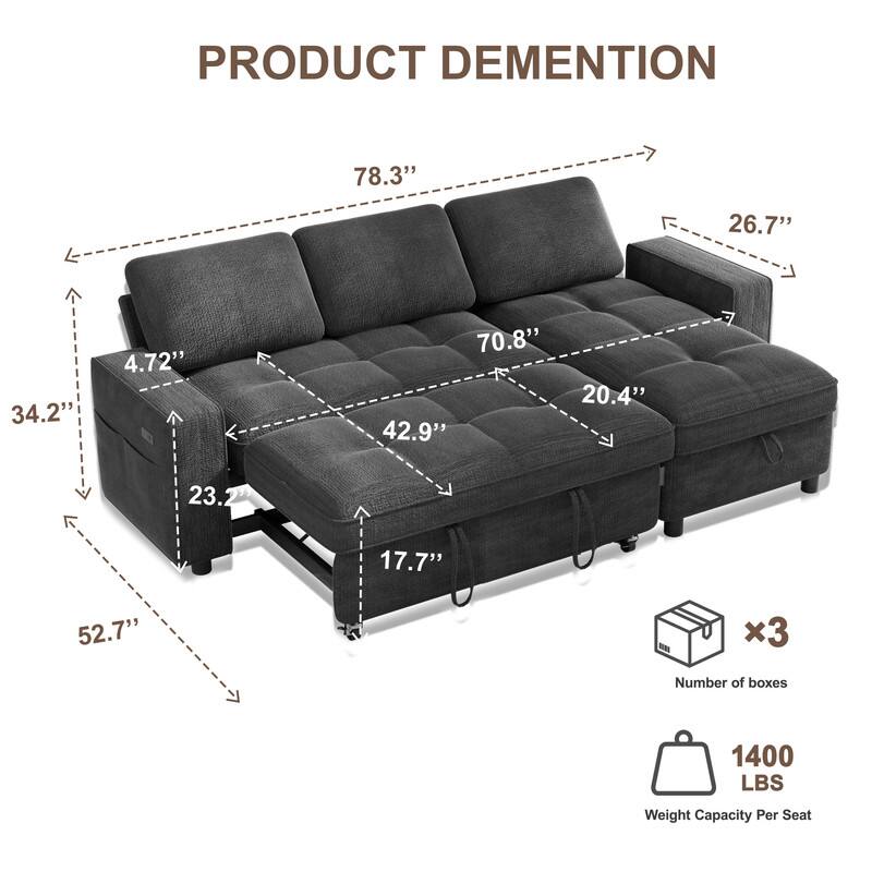 PRODUCT DIMENSION

- 78.3"
- 26.7"
- 34.2"
- 4.72"
- 70.8"
- 42.9"
- 20.4"
- 23.2"
- 17.7"
- 52.7"

Number of boxes: 3

Weight Capacity Per Seat: 1400 LBS