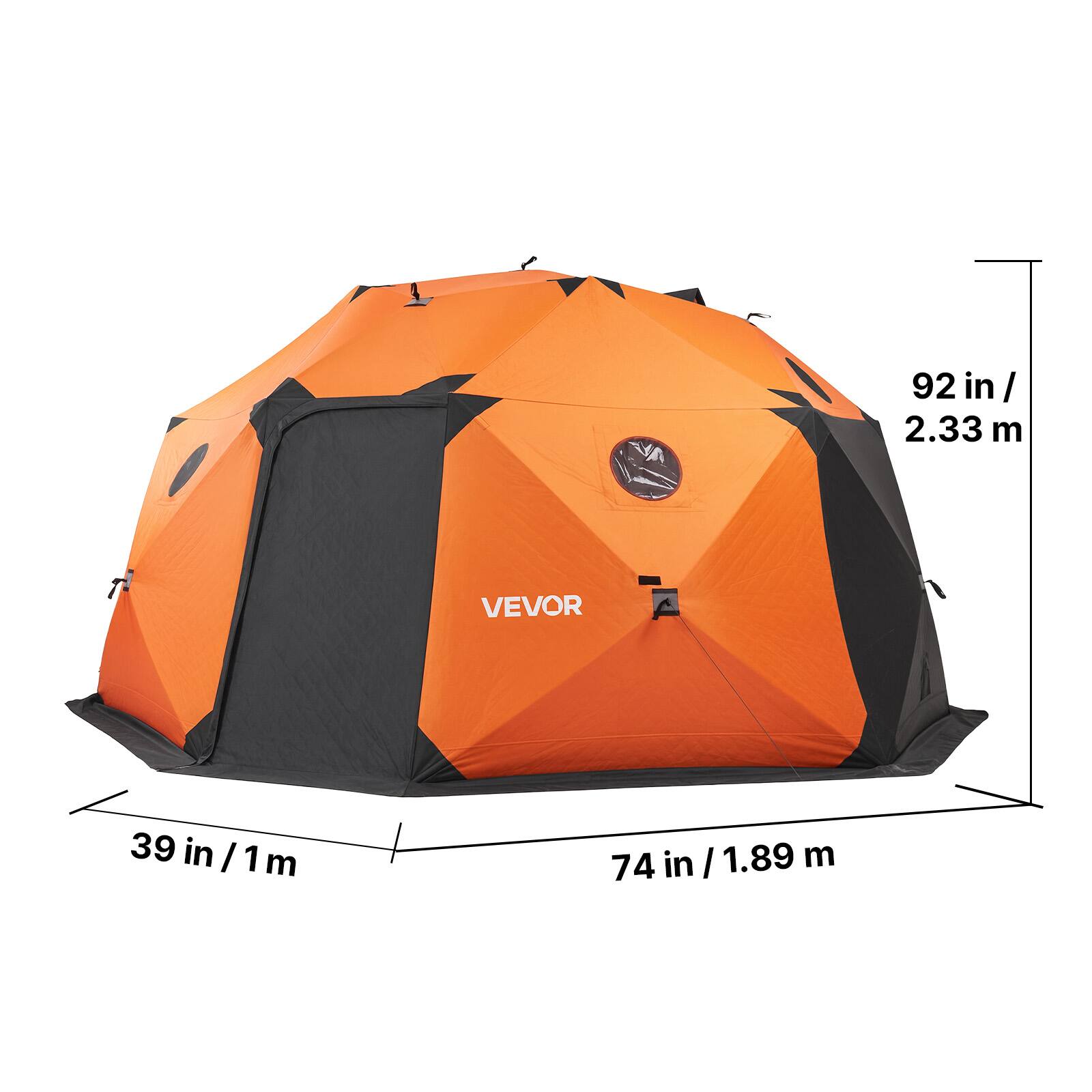 92 in / 2.33 m  
VEVOR  
39 in / 1 m  
74 in / 1.89 m