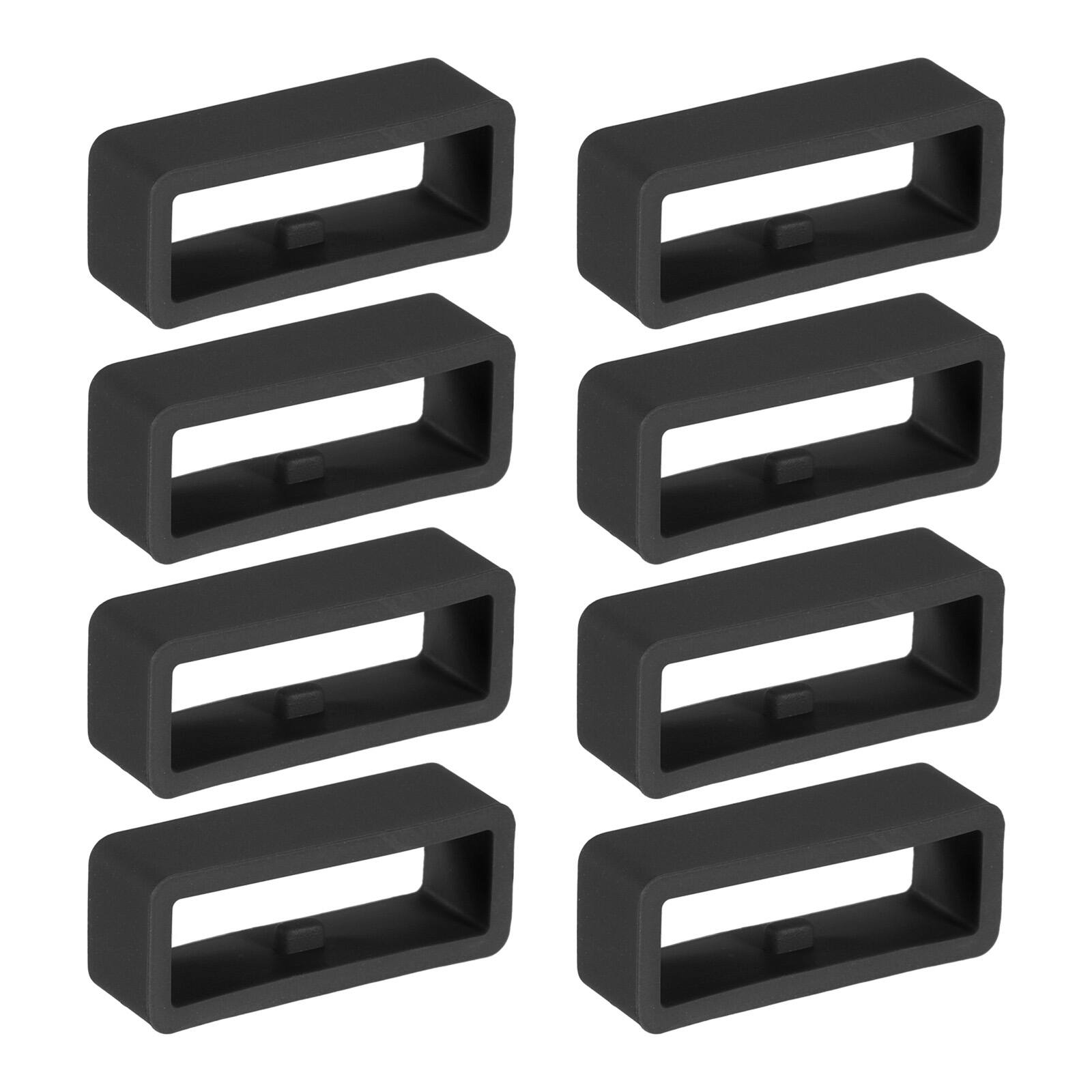 Unique Bargains - Watch Band Holder Loop, 8pcs Universal Silicone Watch Replacement Band Strap Keeper Parts for Smart Sport (22mm) - Black