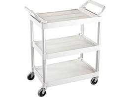 RubberMaid - 3-Shelf Plastic/Poly Mobile Utility Cart with Swivel Wheels - White