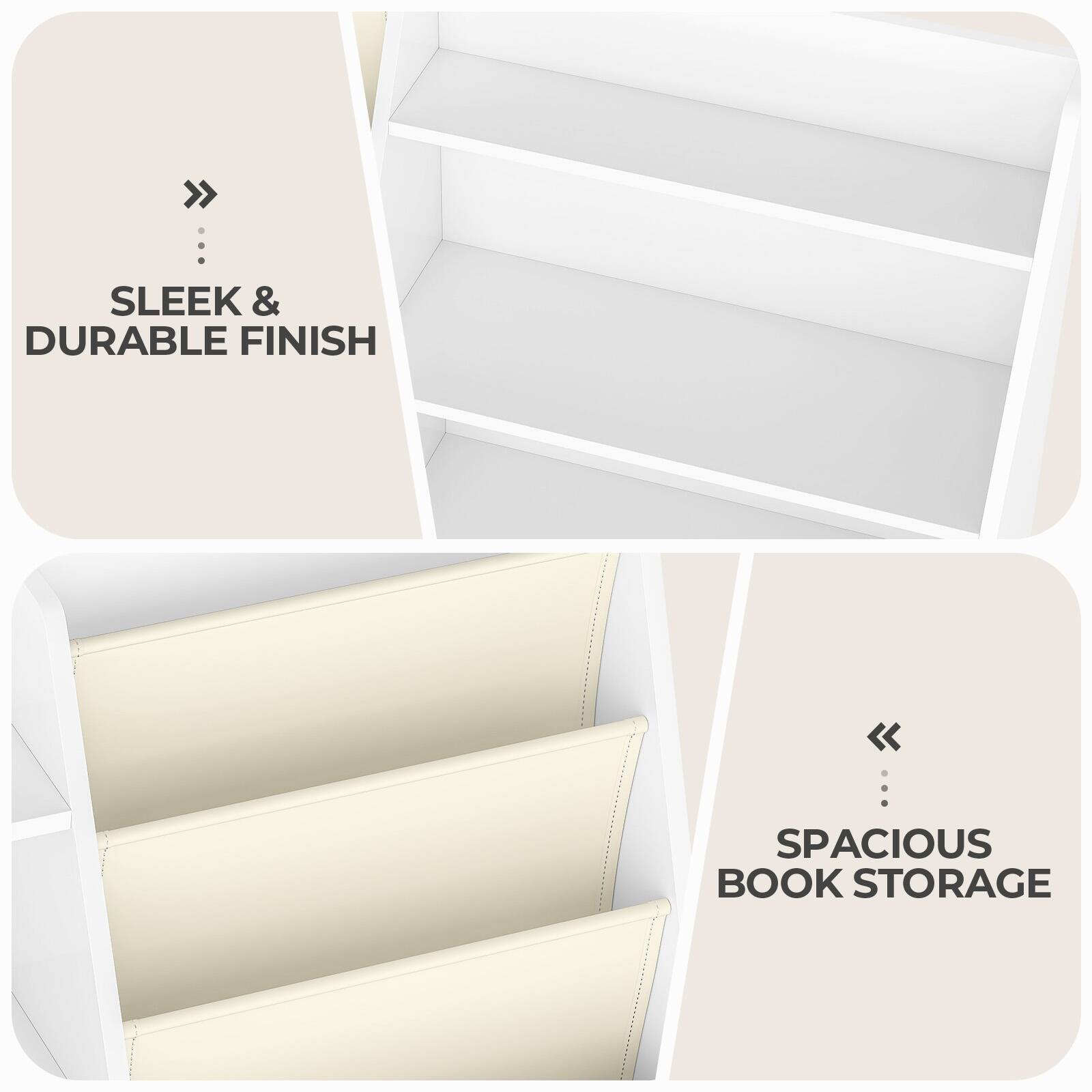 SLEEK & DURABLE FINISH

SPACIOUS BOOK STORAGE