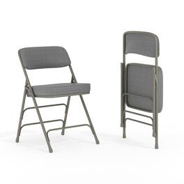 Emma + Oliver - 2 Pack Home & Office Portable Party Events Fabric Padded Metal Folding Chair - Gray Fabric/Gray Frame