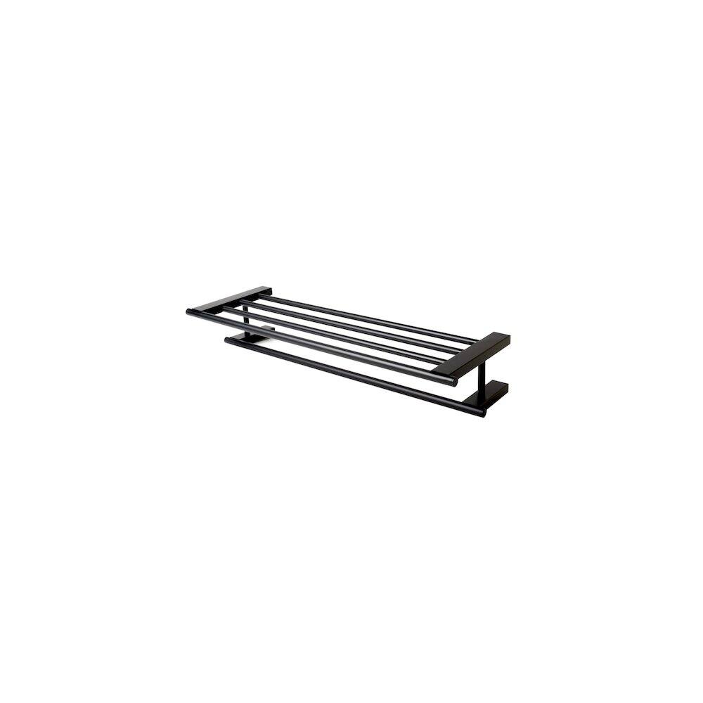 Front. Alfi - Black Matte 26" Towel Bar & Shelf - Black.