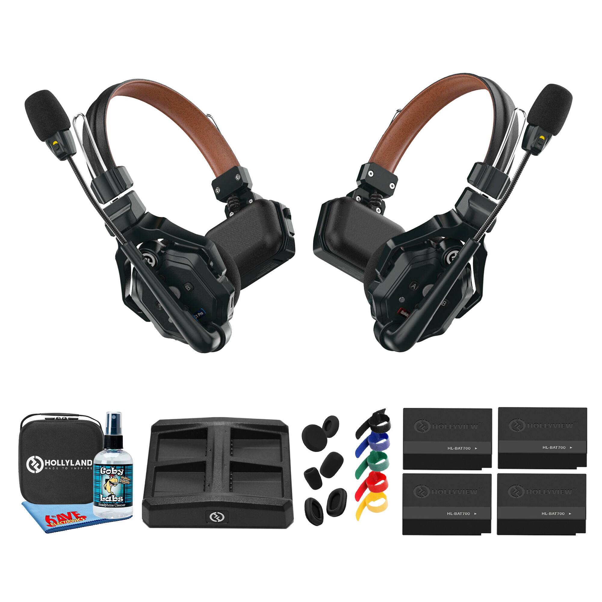 Bundle - HOLLYLAND - Solidcom C1 Pro-2S Full Duplex ENC Wireless DECT Intercom System with 2 Headsets