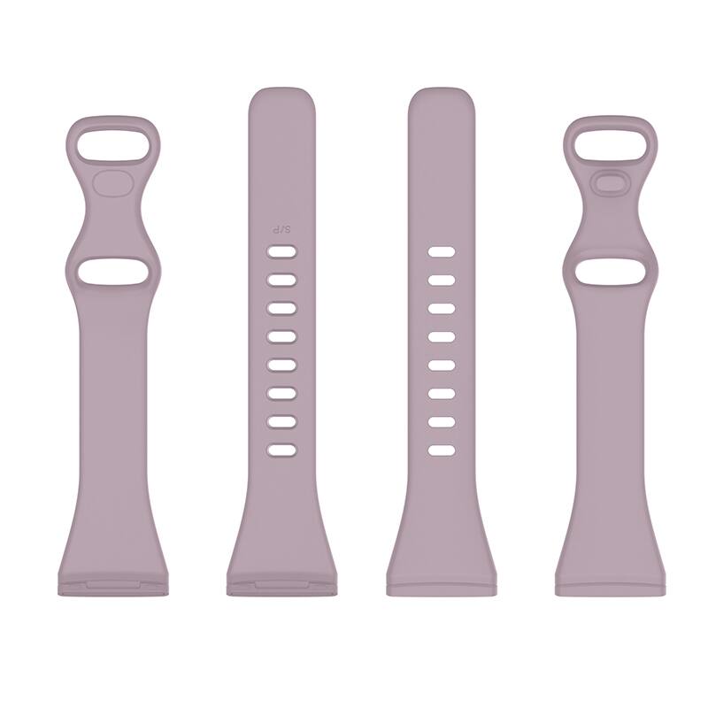 Left. StrapsCo - Slim Active Strap Silicone Rubber Watch Band For Fitbit Sense 2 (Medium-Long) - Lavender.
