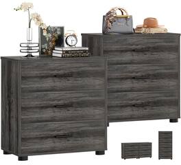 Aheaplus - 2-Piece Stackable Walk-in Closet Drawer System - Large Capacity Storage Organizer for Bedroom, Livingroom - Gray Oak