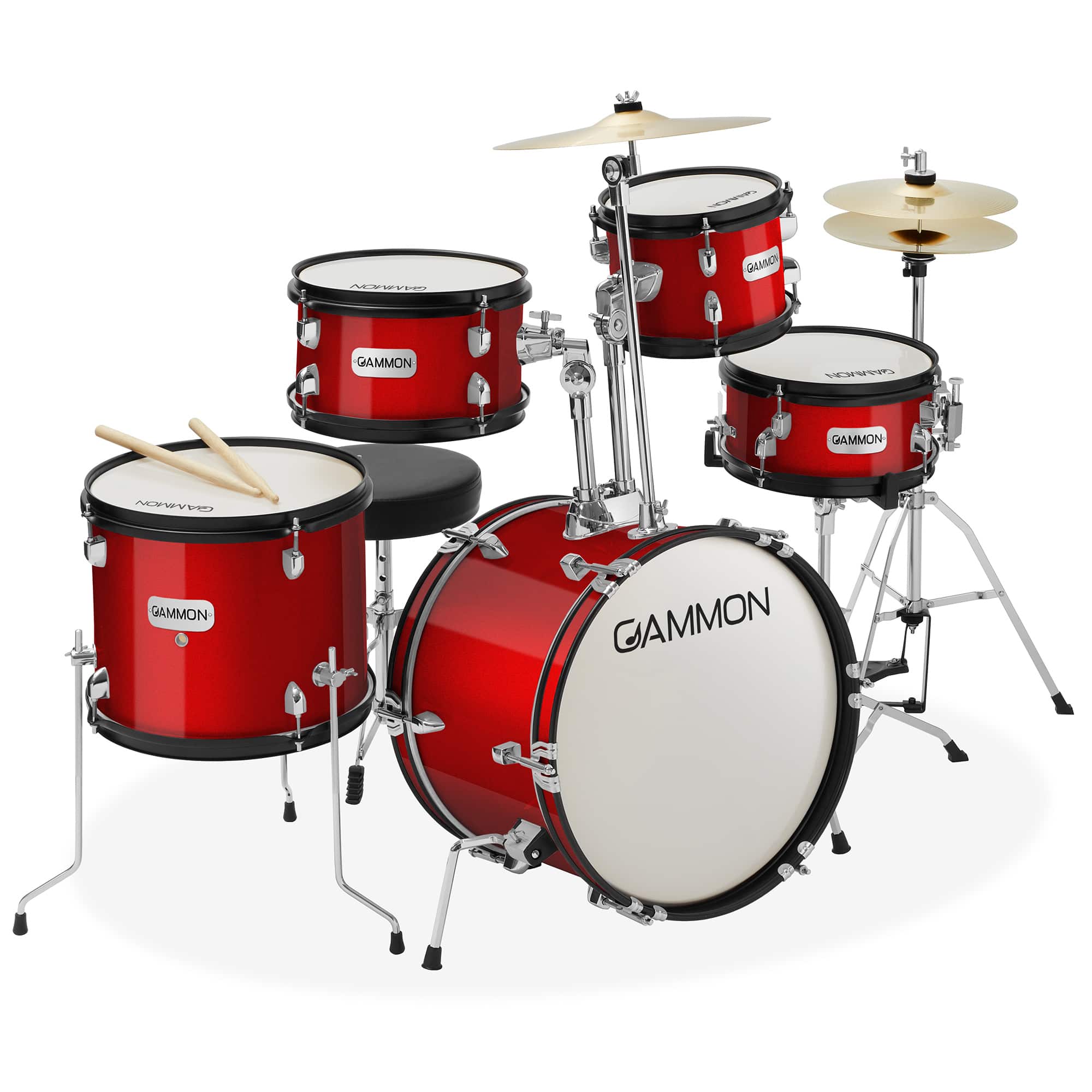 Gammon Percussion 5pc Junior Drum Set Beginner Percussion Kit with