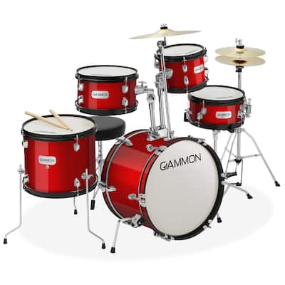 Gammon Percussion 5pc Junior Drum Set Beginner Percussion Kit with Gammon Percussion 5pc Junior Drum Set Beginner Percussion Kit with
