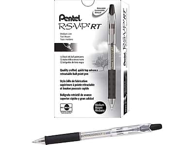 Pentel - R.S.V.P. RT Retractable Ballpoint Pens, Medium Point, Dozen - Black Ink