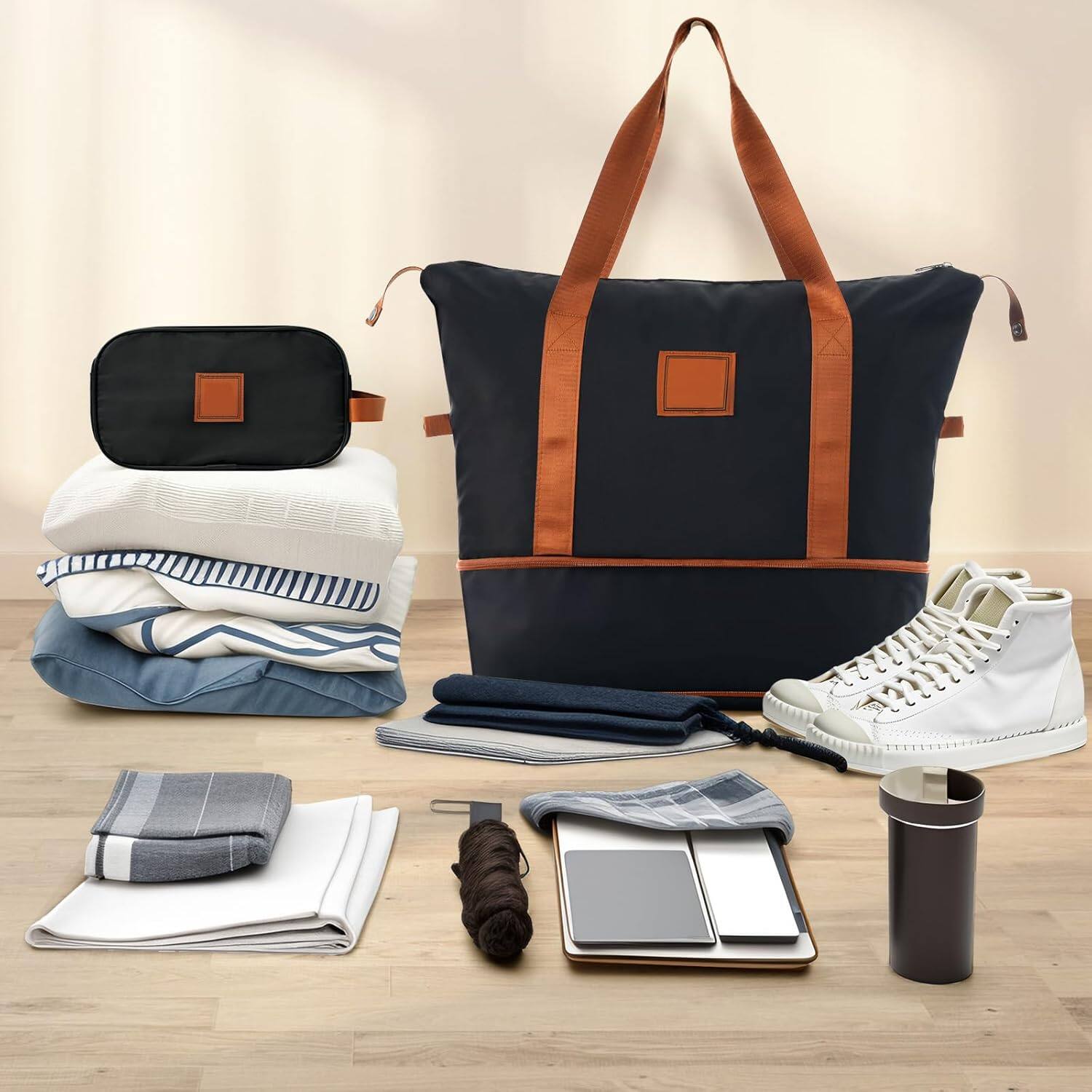 Angle. MOOSOO - 20 INCH Hardshell Luggage Sets 3 Piece Carry-on Suitcase Double Spinner Wheels with TSA Lock for Men Women - Black.