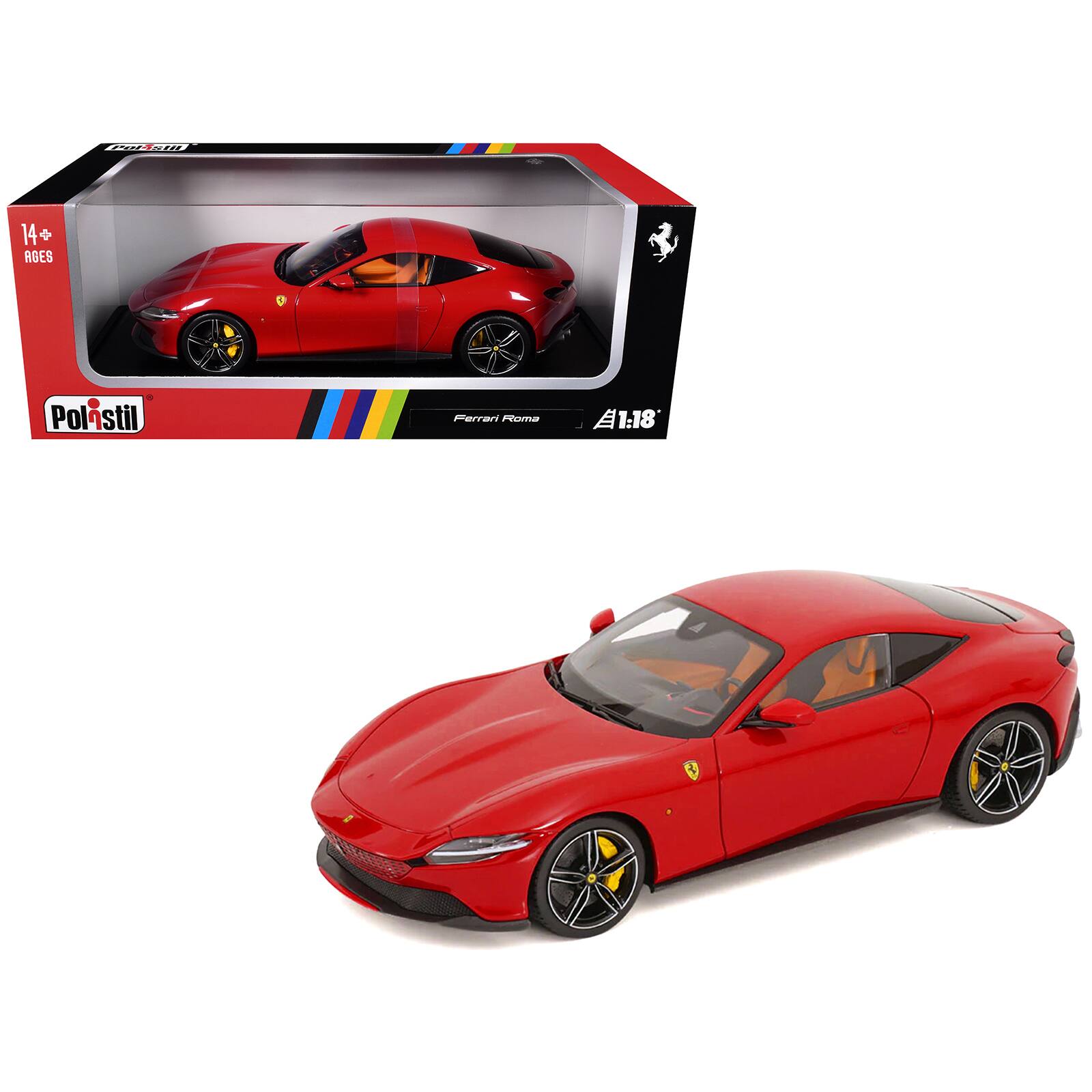 2019 Ferrari Roma Red with Orange Interior 1/18 Diecast Model Car by Polistil
