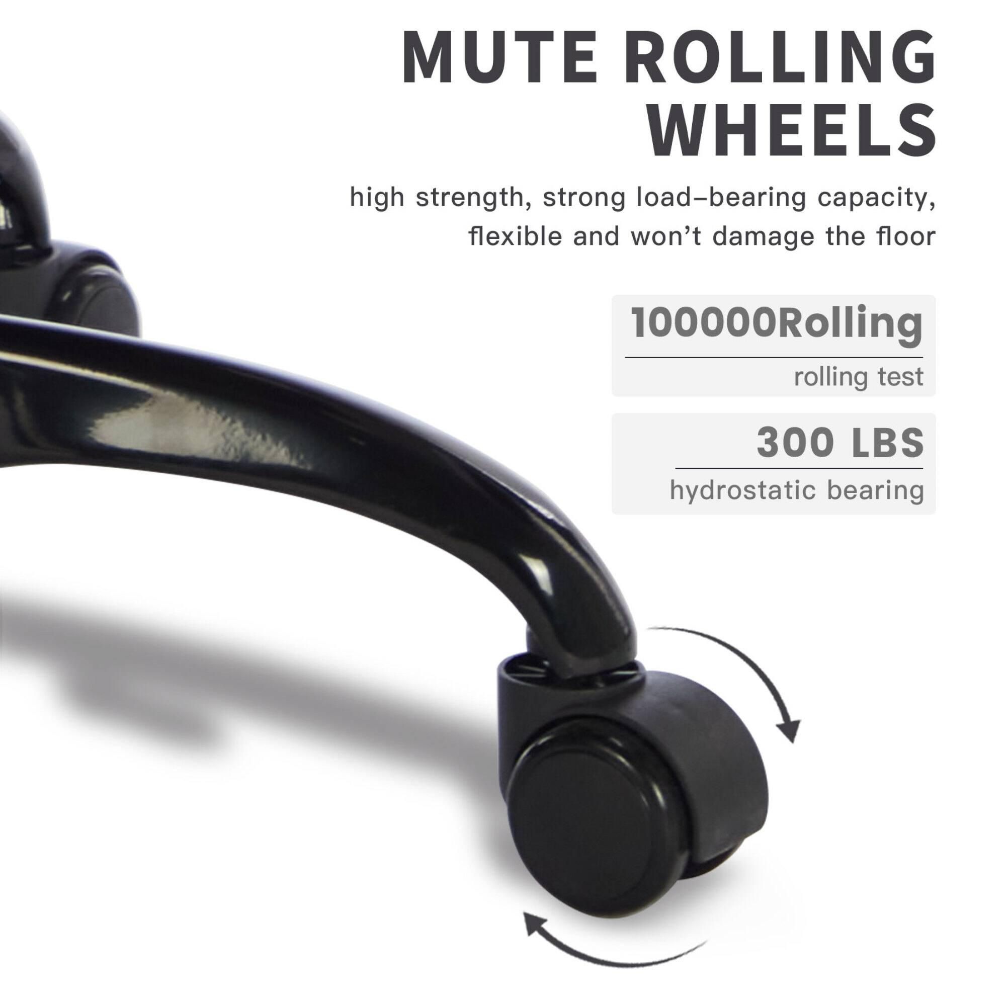 MUTE ROLLING WHEELS

high strength, strong load-bearing capacity, flexible and won't damage the floor

100000 Rolling
rolling test

300 LBS
hydrostatic bearing