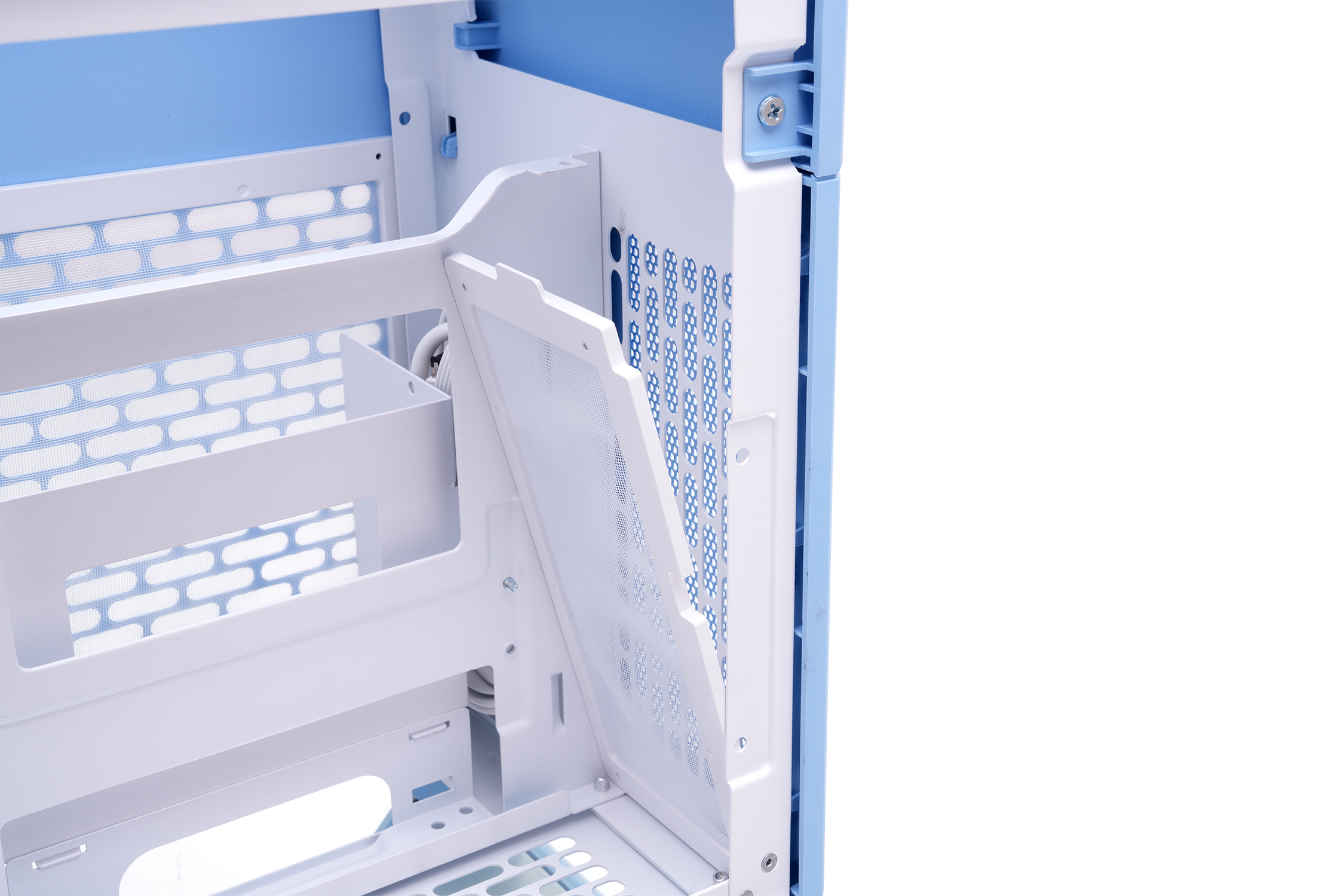 Alt View 7. Thermaltake - TR100 SFF mITX Mini Tower PC Case with PCIe 4.0 Riser Cable Included - Hydrangea Blue.